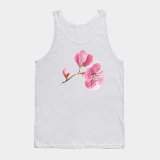 Pink  Cherry Blossom watercolour Tank Top